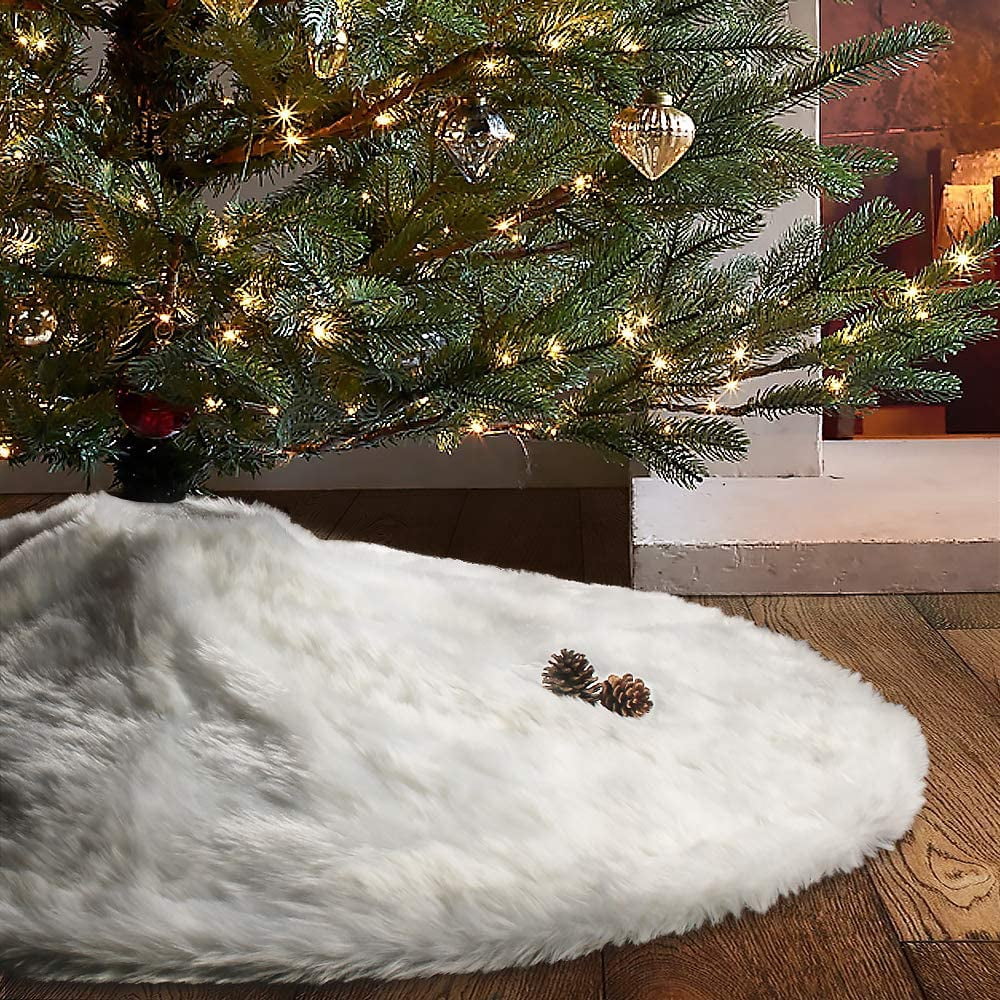 Jupe Sapin Noël Fausse Fourrure - Collier Décoratif 40x60 Cm, Doux, Protège Le Sol - 3