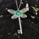 thumbnail image 1 of Goddness Crystal Witch Key Butterfly Cicada Wing Necklace Occult Fairy Protection Spirit Jewelry, 1 of 2