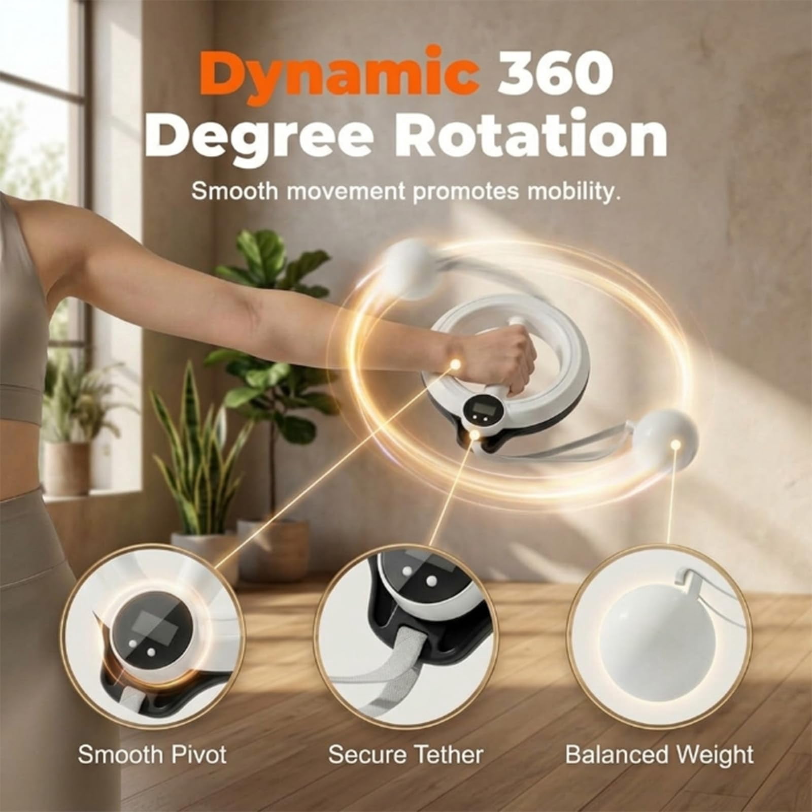 Arm Hoop, 360° Forearm & Wrist Trainer with Digital Counter, Arm Toning Exerciser for Women & Men, Upper Body Strength Fitness Gear for Home Gym