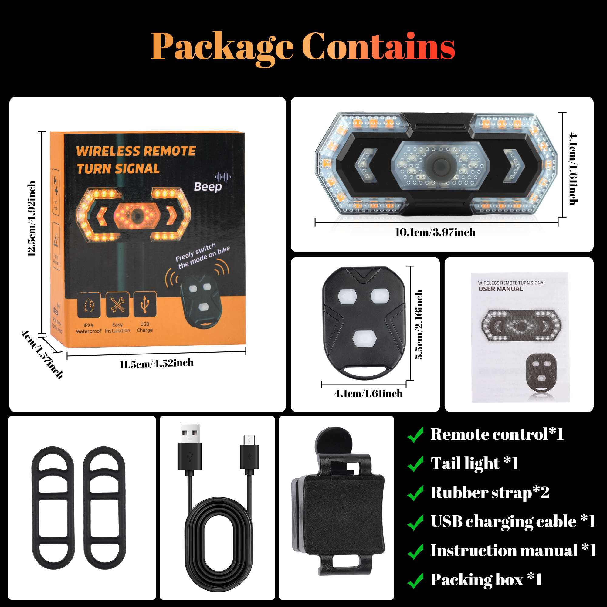 BUSATIA Bike Tail Light with Wireless Remote Turn Signals photo 8