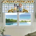 thumbnail image 4 of Valance for Windows,Watercolor Cute Dogs Valances Curtain Rod Pocket Valance for Kitchen Bedroom Living Room Bathroom,Farm Sunflowers on Blue Plaid Short Curtains Window Treatment 42x12in, 4 of 9