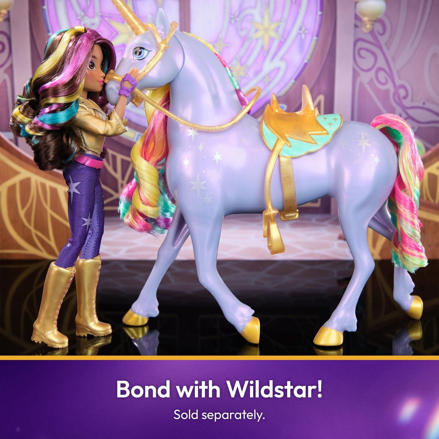 Unicorn Academy, Poupée Sophia avec mèches de cheveux arc-en-ciel, 6 accessoires et un accessoire de coiffure, 24 cm, poupées et licornes pour filles à partir de 4 ans