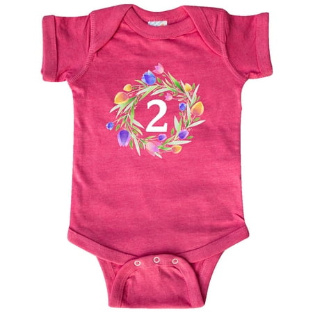 

Inktastic 2nd Birthday Tulip Flower Wreath Gift Baby Boy or Baby Girl Bodysuit