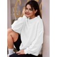 thumbnail image 5 of Womens Oversized Sweatshirts Highneck Pullover Long Sleeve Hoodies Tops Fall Fashion Outfits Clothes White L, 5 of 8