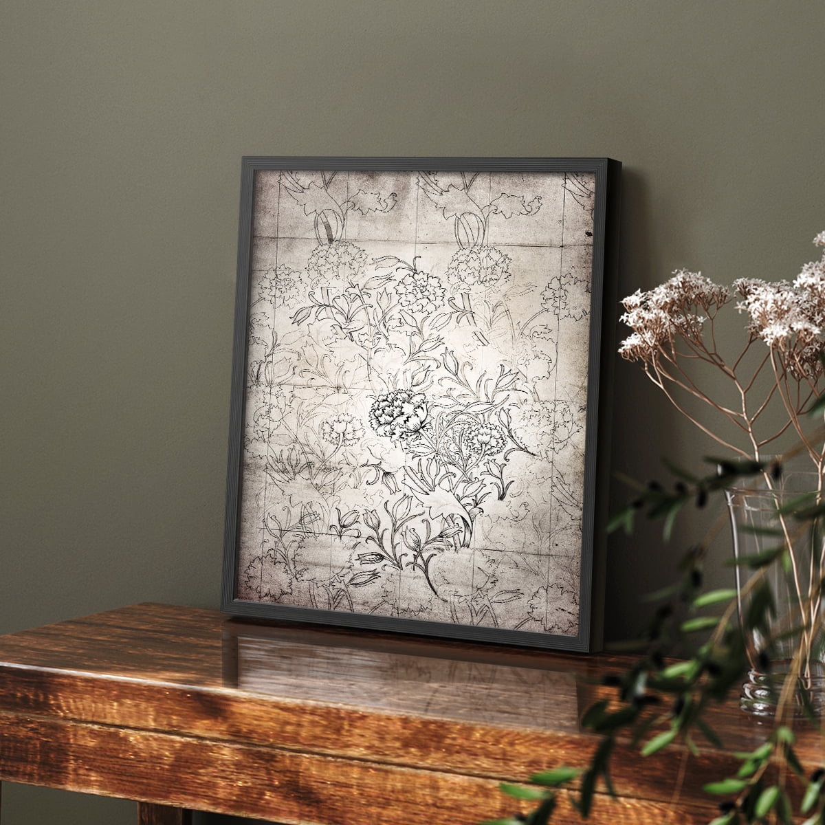 Vintage Abstract Print CXLV - 14in. x 11in. Vintage Framed Print in Black Wood Frame
