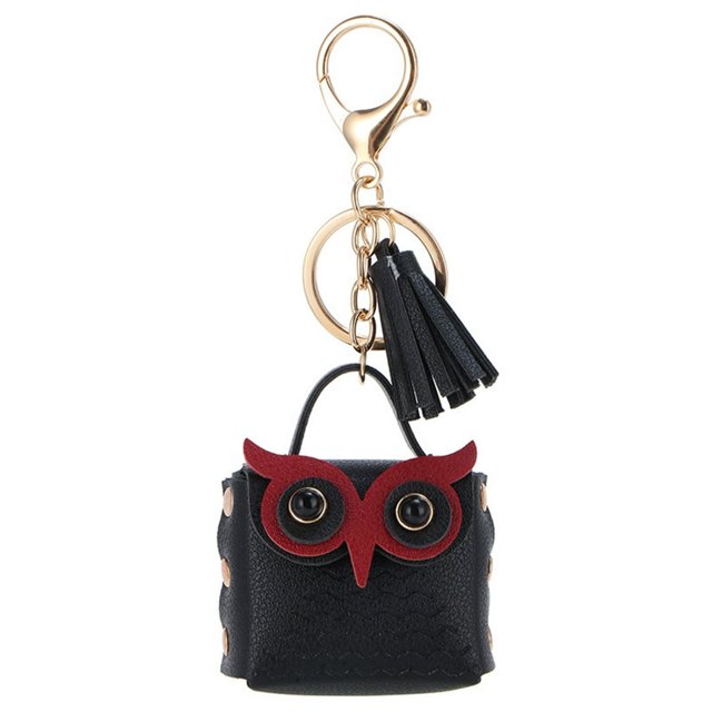 Purse Cute Cartoon Owl Design Charm Keychain Handmade Rivet Decoration Storage Gift Money Bag Storage Pouch Pendant Fashion Accessory