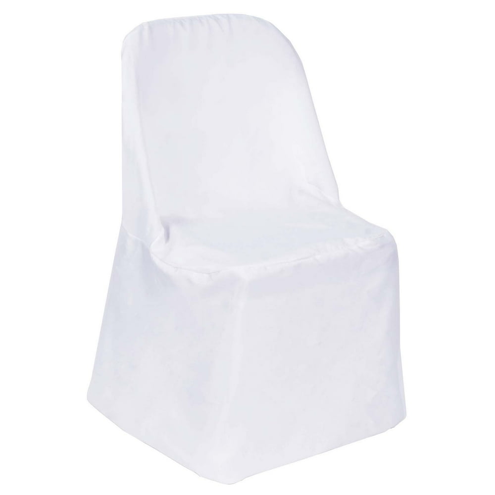 Efavormart 50pcs White Linen Polyester Folding Chair Cover Dinning