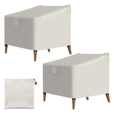 Uxcell Outdoor Chair Covers 43" W x 42" D x 42" H Large Waterproof Patio Furniture Cover Stack Chair Cover, Beige 2 Pack
