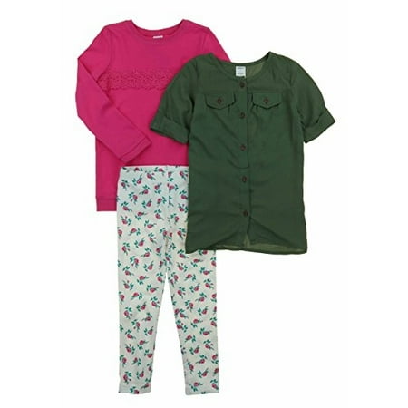 Girls Outfit 2t Carters Toddler Girls 3 Piece Matching Outfit Kids Set-2 Tops, 1 Pant Bottom (2T, (13) White/Pink/Floral) ()