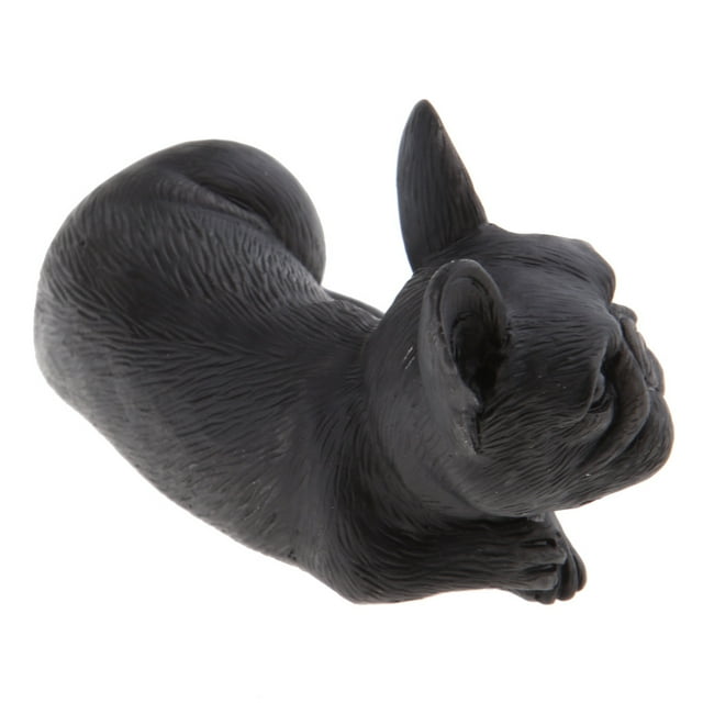 Figura de bulldog francés hecha a mano en resina Negro acostado