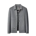 thumbnail image 3 of Abrigo de lana de doble cara, chaqueta corta para hombre, solapa, abrigo informal de otoño, ropa negra, 3 of 3