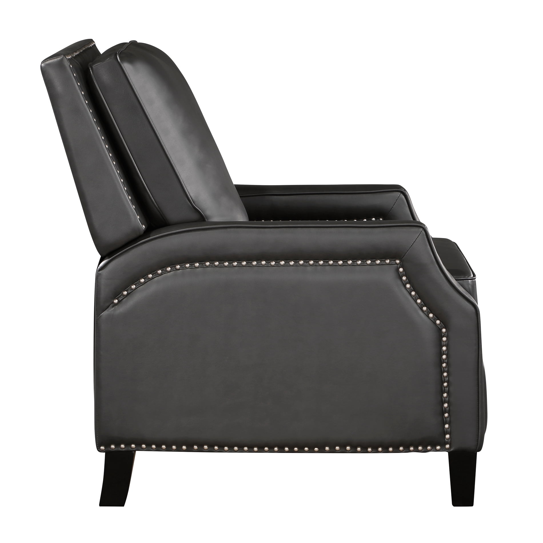 Transitional Gray Reclining Chair With Comfortable Padding, Metal Base Push Back In Gray, Modern Living, Reinforced Seat