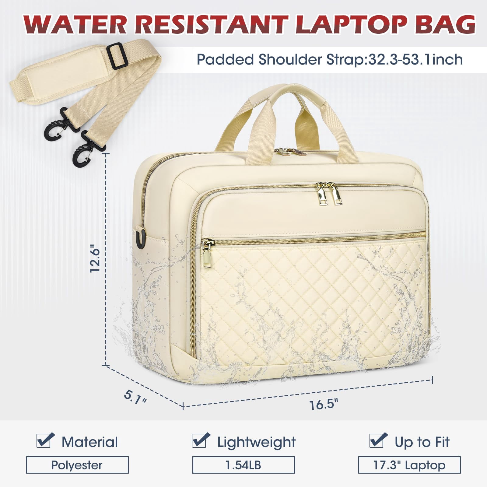 Laptop Bag 17.3 Inch Laptop Briefcase for Women Men Messenger Bag Waterproof Shoulder Large Computer Bag for Business Office Work College,Black