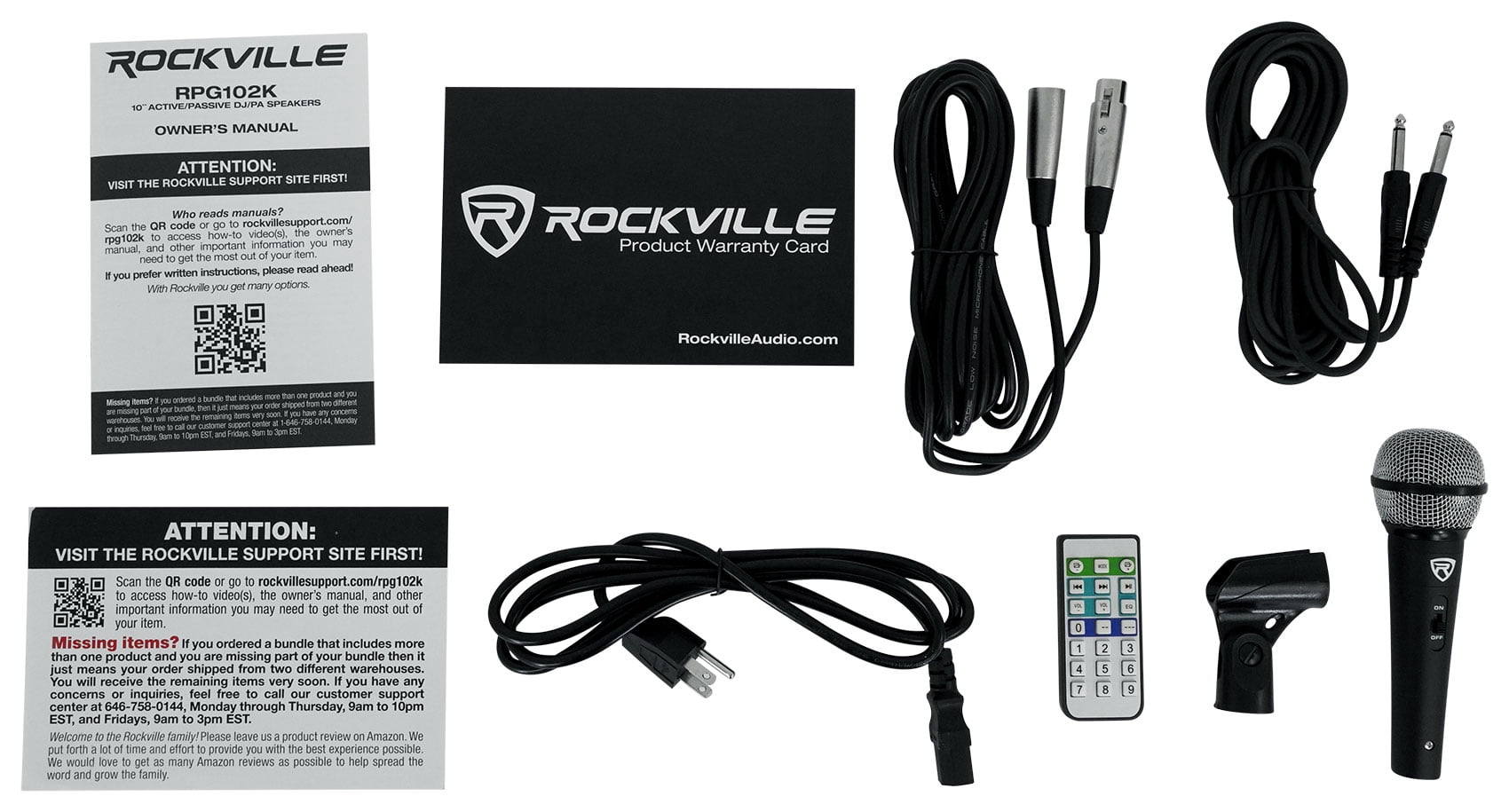 Rockville RPG102K DJ Kit w/10" Speakers+Mic+Stands+Facade+Up Lights+LED Fogger