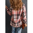 thumbnail image 3 of Women's Pink Plaid Button Up Patch Pocket Shirt, 3 of 5