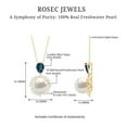 thumbnail image 6 of Rosec Jewels Designer Freshwater Pearl Pendant with Blue Topaz and Diamond - AAA Grade - 8 Carat Pearl Statement Necklace with Chain, 14K Yellow Gold, 6 of 7