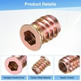 thumbnail image 2 of Paquete de 20 Tuercas de Inserción Roscadas para Madera, M6x15mm Tuercas de Inserción de Conducción Hexagonal para Muebles de Madera [Tono Dorado], 2 of 6
