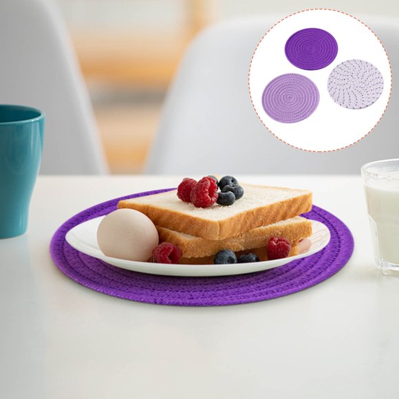 Vaidha Potholders Set Trivets Set Cotton Thread Weave Hot Pot Holders Set (Set Of 3) Stylish , Hot Mats,Spoon For Cooking And Baking By Diameter 7 Inches