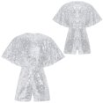 thumbnail image 4 of iefiel Girls Sequins Jumpsuits Sparkly Rompers V Neck Cap Sleeve Pageant Party Disco Dance Outfits Silver 10, 4 of 5