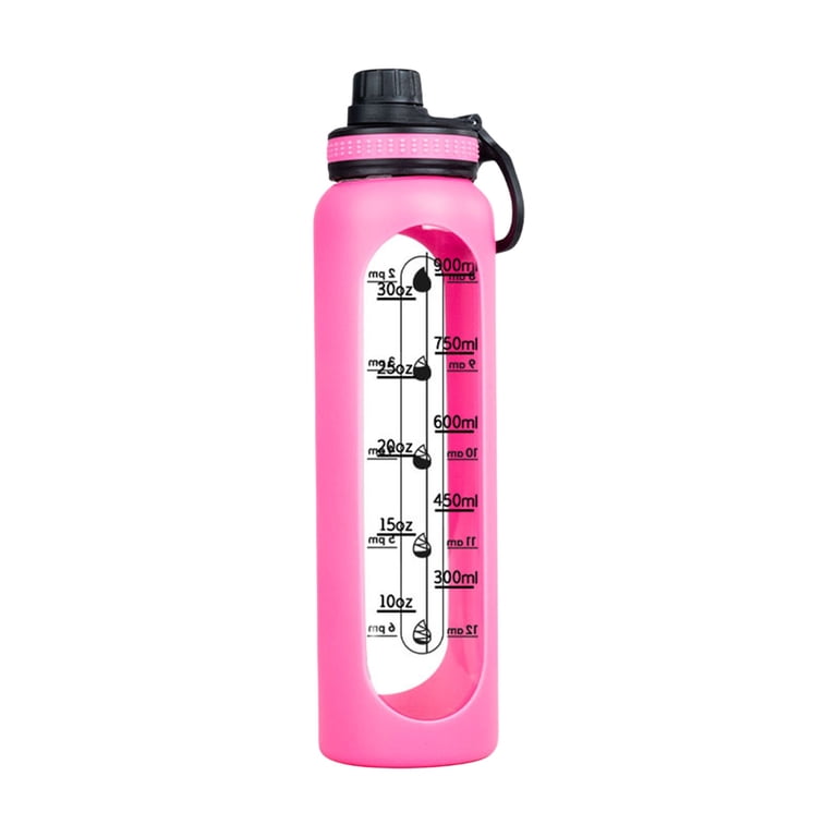 34 Oz Glass Water Bottle for Adults Kids, Sports Motivational Water with  Silicone Sleeve & Scale, Large Capacity Drinking Bottle with Spout Lid and  Handle, Leakproof Sports Water Cup Flask for Gym -