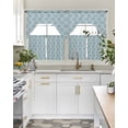 thumbnail image 4 of Blue Moroccan Swag Curtains for Living Room/Bedroom Windows, Retro Country Geometric Quatrefoil Plaid Kitchen Curtains and Valances Set 36 Inch Length, Light Filtering Swags Valance Curtain Panels, 4 of 5