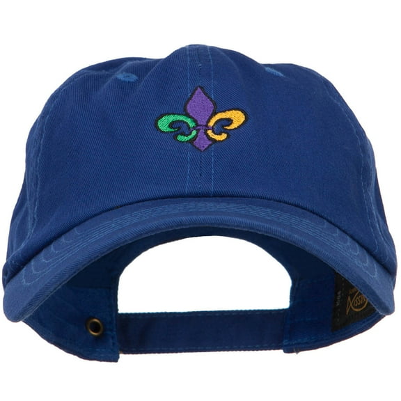 Mardi Gras Fleur de Lis Embroidered Washed Cap - Royal OSFM