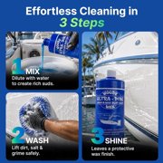 Woody Wax Ultra Pine Boat Soap, Concentrated Gel Formula, Wash ‘n’ Wax Saltwater Remover & Marine Cleaner, Safe for Waxed Non-Skid Decks, 34 Oz.