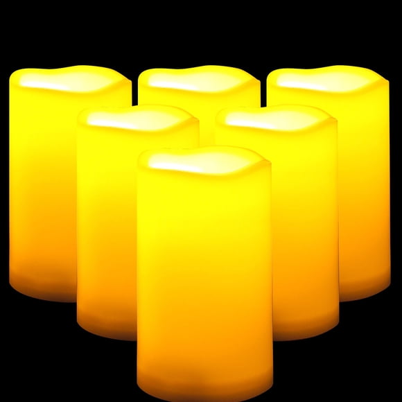 Lámpara LED tipo pilar CANDLE CHOICE, control remoto impermeable, 7,5 x 13 cm, 6 unidades