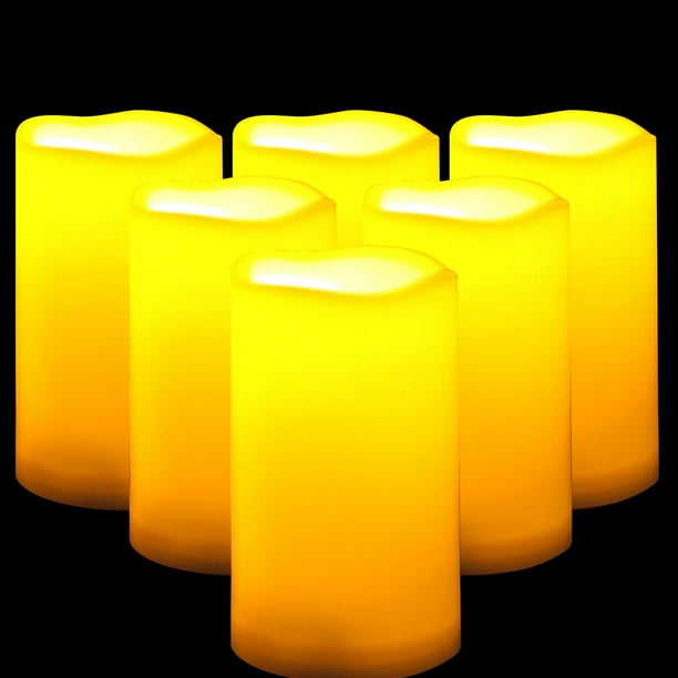 Lámpara LED tipo pilar CANDLE CHOICE, control remoto impermeable, 7,5 x 13 cm, 6 unidades