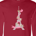 thumbnail image 4 of Inktastic Eiffel Tower in Paris with Flowers and Pink Banner Long Sleeve T-Shirt, 4 of 5