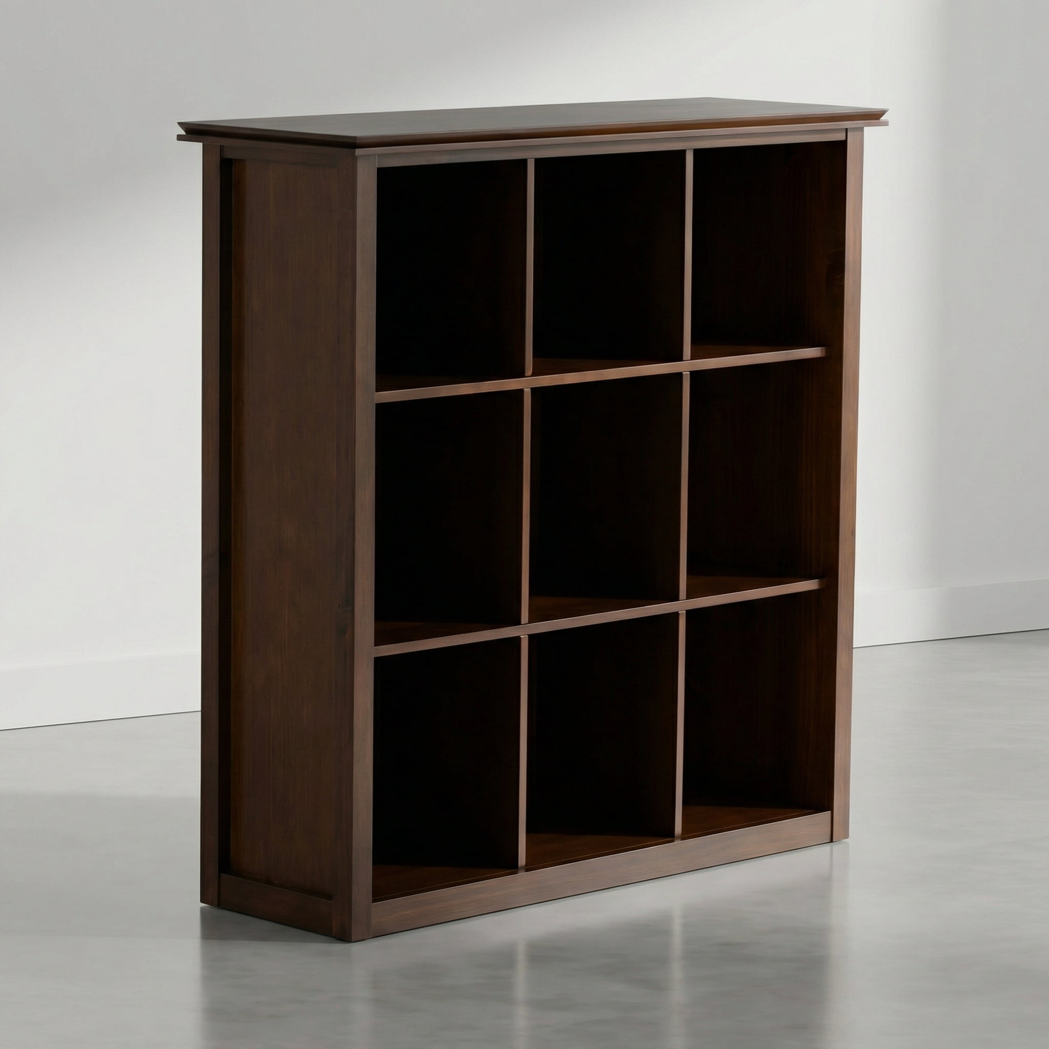 Simpli Home Artisan 43 inch Tall Solid Wood 9 Cube Bookcase, Autumn Brown