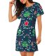 thumbnail image 2 of Easygdp Christmas Camisón de manga corta para mujer, informal, estampado, 2 of 6