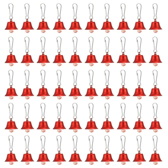 Uxcell Jingle Bells 0.9" Metal Hanging Bells with 0.9" Spring Hooks, Red 50Pack