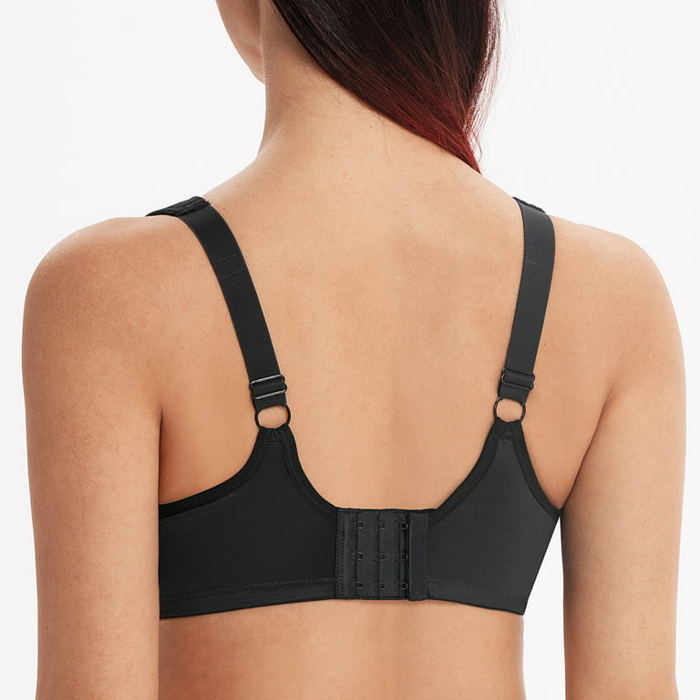 MELENECA Women's Comfort Straps Full Coverage Minimizer Plus Size Lace  Underwire Bra Black 34G