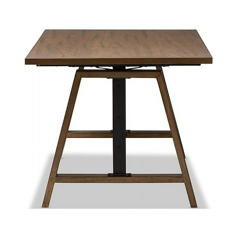 Baxton Studio Nico Rustic Industrial Metal and Distressed Wood Adjustable Height Work Table Baxton Studio Nico Rustic Industrial Metal and Distressed Wood Adjustable Height Work Table