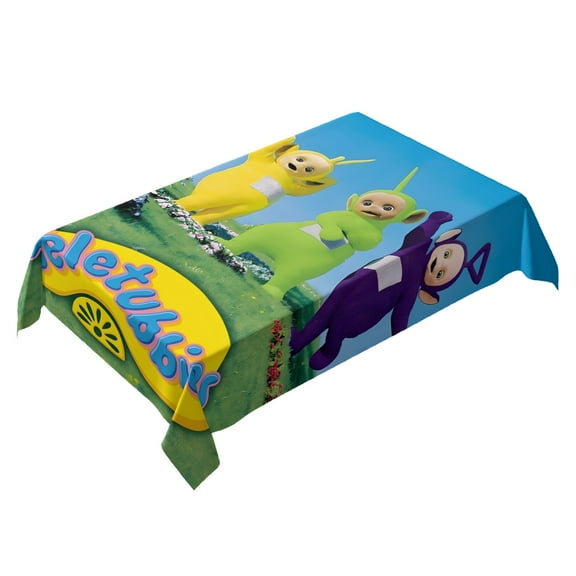 Teletubbies-theme square tablecloth has an iconic print, fits most tables, and is easy to care for perfect gifts for fans friends and family，55" x 71"（140*180cm）