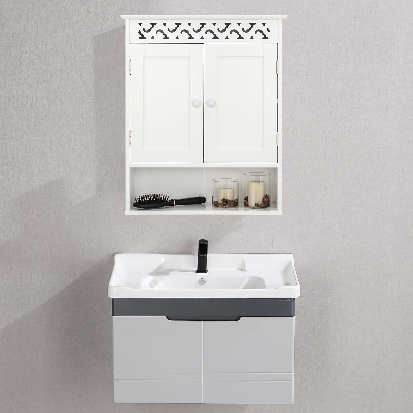 Ktaxon Wooden Bathroom Wall Medicine Cabinet, Adjustable Shelf, White Finish