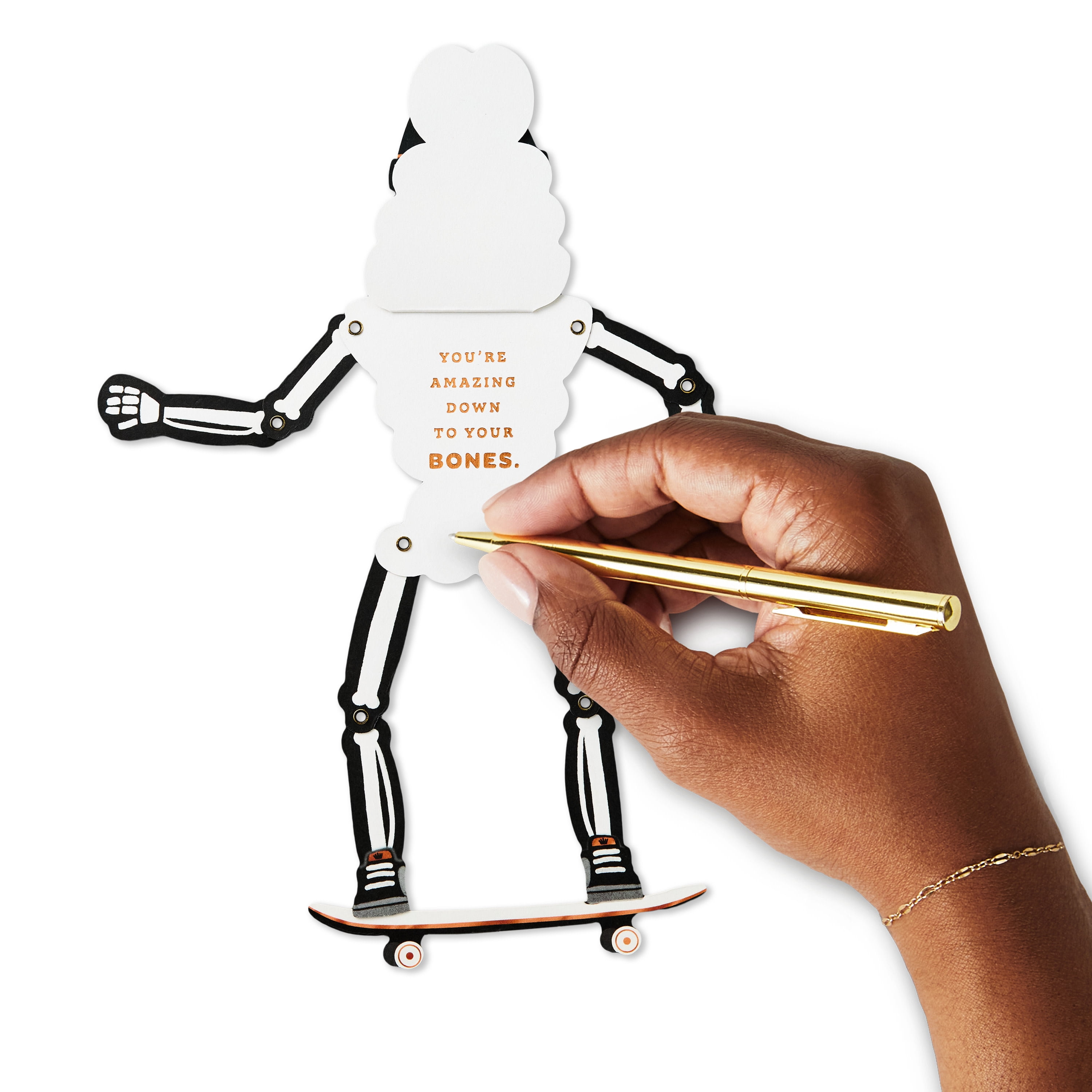 Hallmark Paper Craft Halloween Card (Skeleton on Skateboard), 1 Count