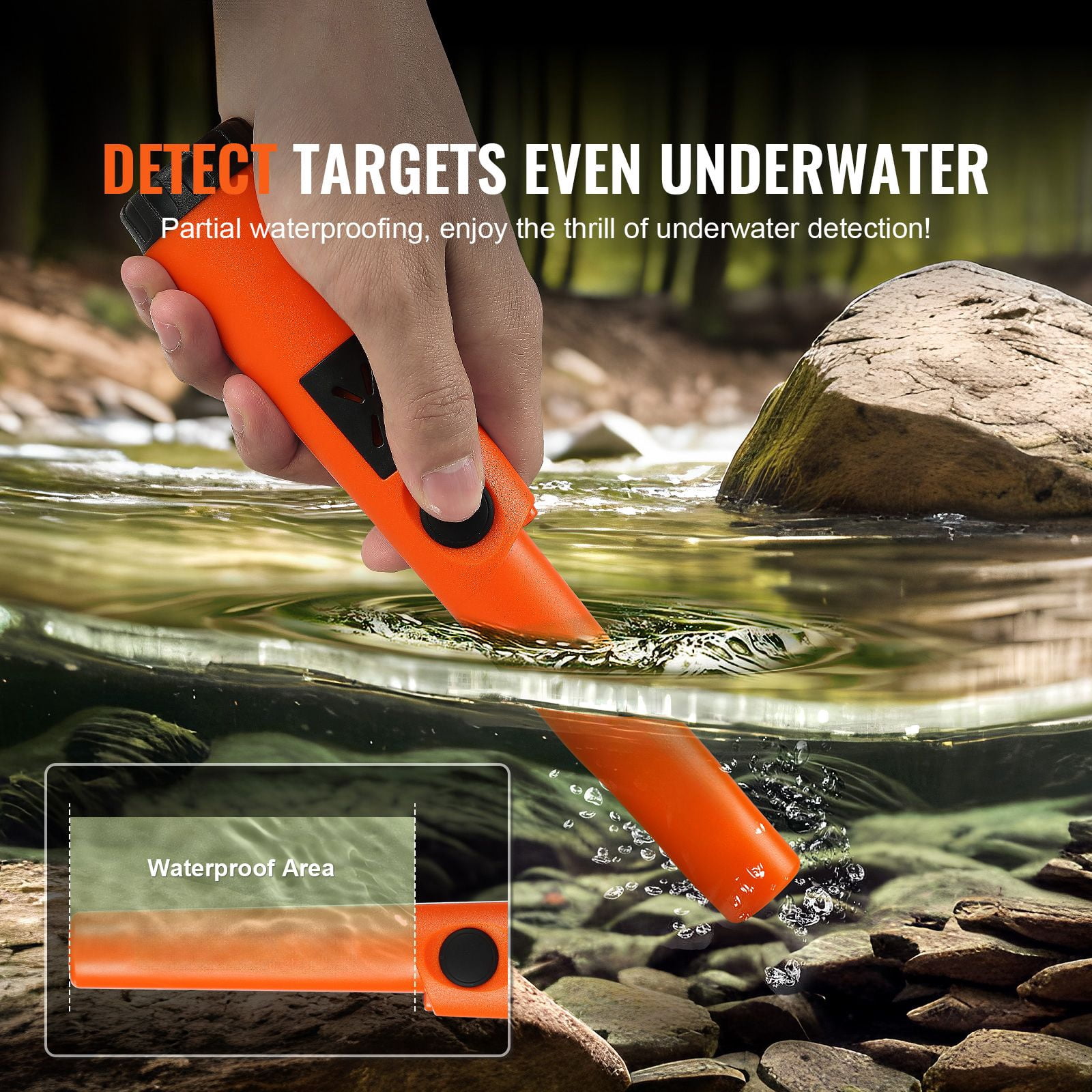 Handheld Metal Detector Wand IP66 Waterproof, 3 Alert Modes Sound Vibration, 1.96" Detection Depth Security Scanner with Holster Batteries