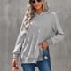 thumbnail image 5 of Sudadera informal con cuello redondo y manga larga de color puro, sudadera con capucha gris claro para mujer XL, 5 of 8