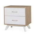 thumbnail image 2 of Baxton Studio Helena Mid-Century Modern Natural Oak and Whitewashed Finished Wood 2-Drawer Nightstand, 2 of 3