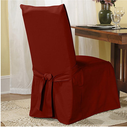 Cotton Duck Long Dining Chair Slipcover, Dining Chair Slipcovers With Arms