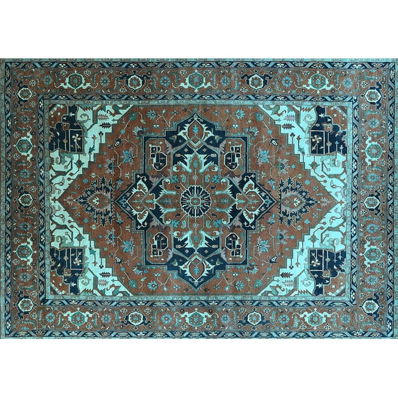 Ahgly Company Indoor Rectangle Persian Light Blue Traditional Area Rugs, 8' x 12'