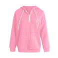 thumbnail image 6 of VISALY Hoodies Pullover Drawstring Sweatshirt Half Zip Sweatshirts Cropped Hoodies Quarter Zip Up Pullover Sweaters Winter Casual Sweaters Waffle Sweater Fall Sweatshirt Pink Xl, 6 of 6