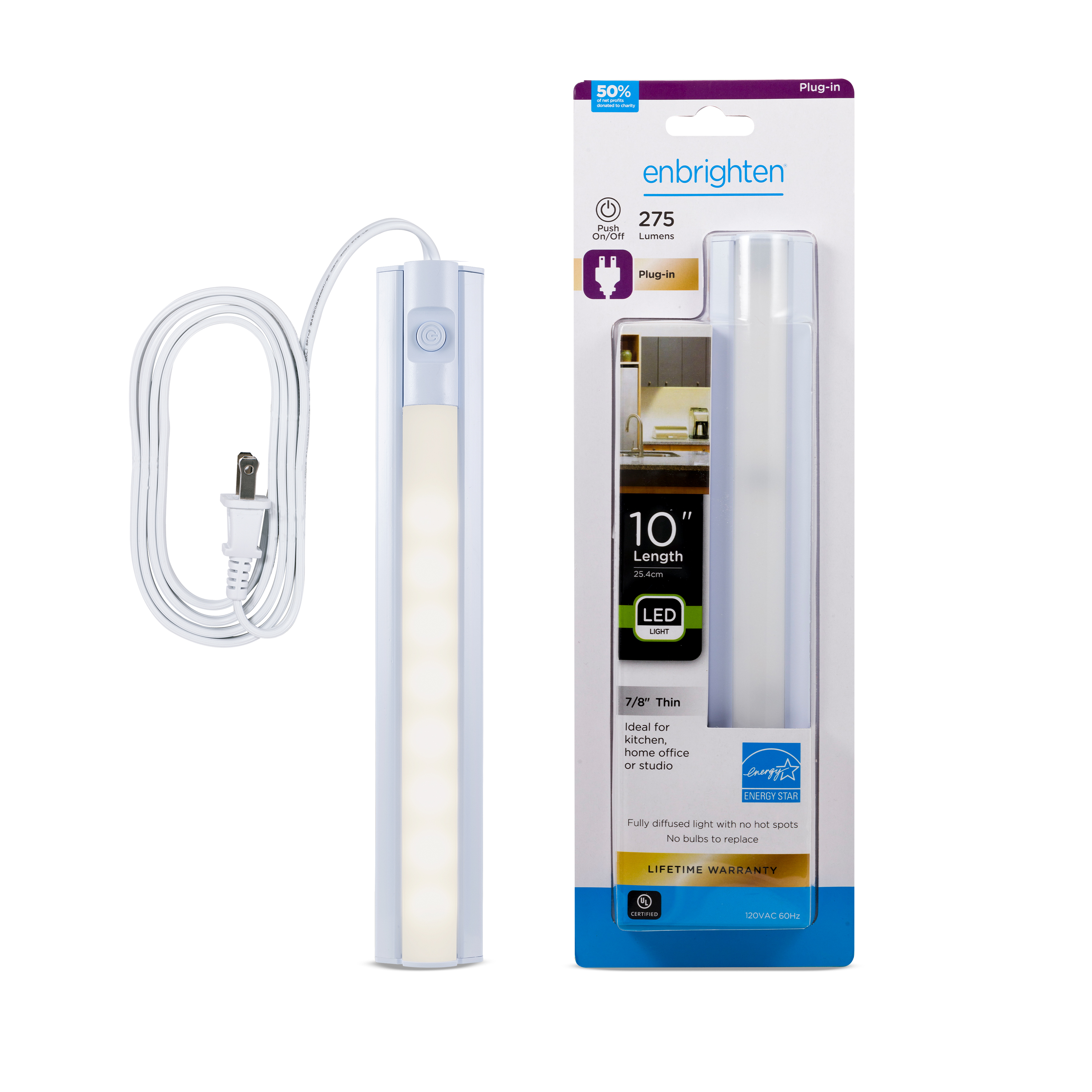 Enbrighten 10 in LED Plug-In Under Cabinet Light