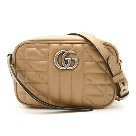 Pre-Owned GUCCI GG Marmont Shoulder Bag Beige leather 634936 (Good)