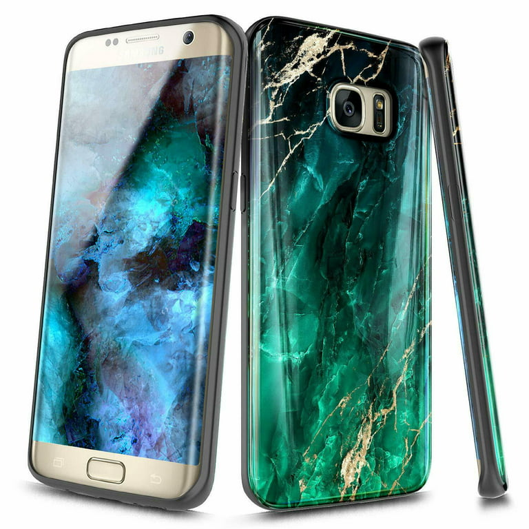 schending Vervormen zwart For Samsung Galaxy S6 Edge Case, Ultra Slim Thin Glossy Stylish, Gold  Glitter Marble Design Phone Cover - Emerald - Walmart.com