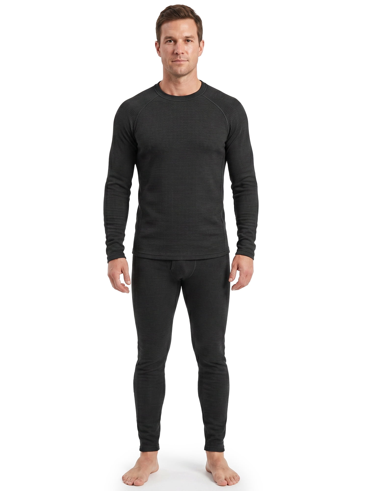 Realtree Men's Waffle Grid Fleece Base Layer Thermal Top, Black, XL