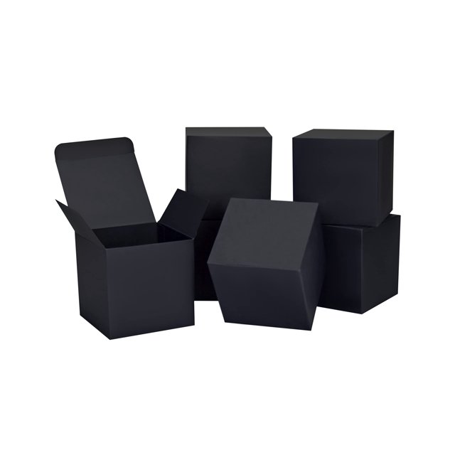 Cajas de regalo de papel negro HUAPRINT, 10 x 10 x 10 cm, 24 unidades