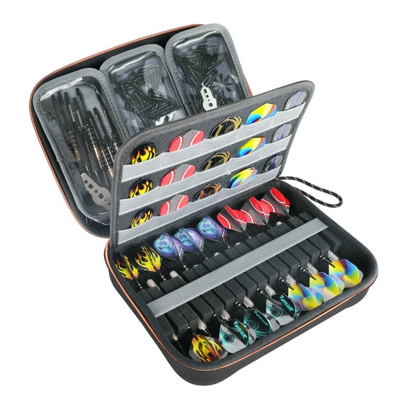 USA Gear XL Semi Hard Shell Dart Case - Dart Holder Room for 15 Darts and Dart Accessories (Black)